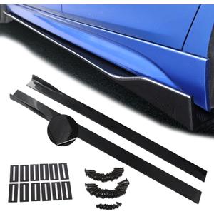 Universal Carbon Fiber Style 86.6 Inch Side Skirts Rocker Panels Extensions Compatible with Subaru,VW, Mazda,Mustang, Honda, Toyota, BMW Chevrolet, Ford, Mazda