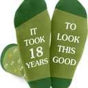 Birthday Gifts for Boys Mens Best Friend Brother Adult Boyfriend Son Student Happy 18th Birthday Gifts for Him Men Boys Friendship from Mom Dad Sister Girlfriend Brother,Funny Socks Green, One Size (Green)