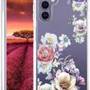 Compatible with Samsung Galaxy S24 & S25 Case Designer Cute Clear for Women,Cool Transparent Silicone Phone Cases Cover - Gold Luxury Rose Flowers