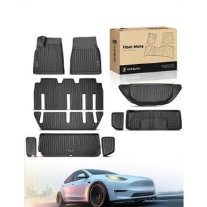YHTAUTO Floor Mats Compatible with Tesla Model X 2022-2026, 7 Seats, TPE All Weather Car Mats Waterproof Anti-Slip Odorless Floor Liner, Interior Car Accessories