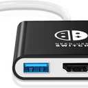 Switch Dock for Nintendo Switch Docking Station 4K Video Portable TV Adapter Connector for Nintendo Switch NS/OLED USB C to HDMI Travel Dock with USB 3.0 Plug & Play (Black+White)