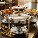 Round Chafing Dishes for Buffet with Serving Tongs, 7QT Chafing Dishes Buffet Set, Golden Stainless Steel Catering Food Warmer for for Party, Gathering, Banquet, Wedding
Round Chafing Dishes Buffet Set, Golden Stainless Steel Catering Food Warmer for for Party, Gathering, Banquet, Wedding