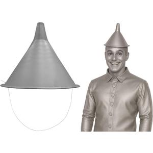 Nicky Bigs Novelties Tin Funnel Hat Halloween Costume Accessory Thick Silver Plastic Funnel Helmet