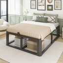Bilily Metal Heavy Duty 18 inch California King Bed Frame with Rounded Corner and Headboard Hole Mattress Retainers 3500 LBS No Box Spring Needed Platform Noise Free Easy Assembly