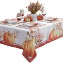 Home Bargains Plus Thanksgiving Contemporary Orange Pumpkin Tablecloth, 60 x 84 Inch Rectangle, Fall Harvest Easy Care Fabric Table Cover (Multi Heritage Pumpkin)
