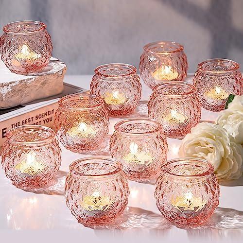 Amazon.com: DARJEN Pink Votive Candle Holders Set of 24- Round Glass Candle Holders Bulk for Flameless LED Tea Waxes, Romantic Candle Holder for Wedding & Home Table Decor, Various Parties : Home & Kitchen
