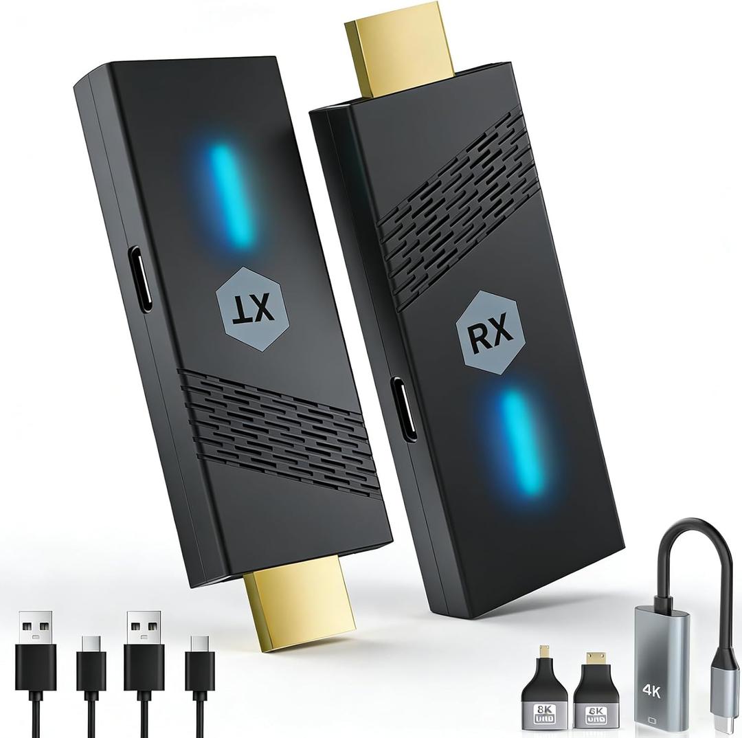 2026Upgrade Wireless HDMI Transmitter and Receiver, Plug&Play 2.4G/5G Wireless HDMI Extender Kit, 492ft/150m, 4K Decode 1080P@60Hz, Work for Video/Audio to Monitor from Laptop/PC/Projector
