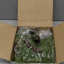 Dingion 4 Pcs Mini Christmas Wreath 8.6 Inch Small Norfolk Wreaths for Kitchen Cabinets Vintage Mini Wreath with Wood Bead Bell Rustic for Xmas Front Door Window Chair Farmhouse Decor