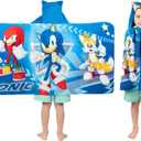 Sonic The Hedgehog, Anime, Bath/Pool/Beach Soft Cotton Terry Hooded Towel Wrap, 24 in x 50 in, By Franco Kids (Multicolor)