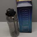 AQUAFIT 64 oz Water Bottle with Time Marker  2in1 Straw & Chug Lid  BPA Free Big Water Bottle with Straw  Gym Water Bottle with Strap  Water Jug (64 Ounces, Gray)