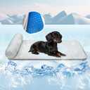 Pet Cooling Mat for Cats and Small Dogs, Self Cooling Fabric with Supportive Pillows, Lightweight, Soft and Comfortable, Leak-Proof, Non Gel, Washable, Cozy Sleeping mat, Indoor/Outdoor