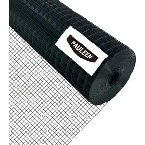 Black Hardware Cloth 24" x 50' 1 Inch 16 Gauge, PVC Coated Galvanized Steel Wire Mesh Roll, Welded Metal Fencing for Chicken Coop, Garden Fence, Poultry, Rabbit, Snake Barrier, and Home Improvement, 1inch 24in*50ft