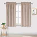 DWCN Blackout Curtains for Living Room Thermal Insulated, Energy Saving & Noise Reducing Bedroom Curtains, Camel, W 42x L 45 Inch, Set of 2 Rod Pocket Curtain Panels
