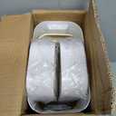 2.1 Gallon Bathroom Trash Can with Lid Press Top, 8 Liter Stainless Steel Garbage Can with Press Type Lid, Slim Trash Bin Waste Basket for Toilet, Office, Bedroom, Living Room (White)