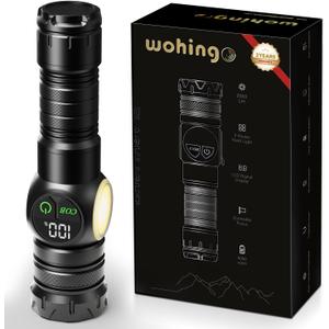 Flashlight Rechargeable 2000 High Lumens Ultra-Bright Covers 3200 ft Focus Up to 3900 feet,IPX7 Waterproof Tactical LED Flashlight with COB SideLight & Magnetic Base for Camping Home Emergency