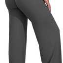 VOYJOY Straight Leggings Bottoms Wide Leg Pants for Women 29"/ 31.5"/33"/35" High Waist Stretch Casual Sweatpants (Medium, Dark Gray)