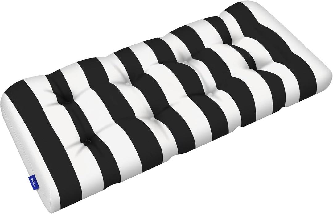 Tufted Bench Cushion for Outdoor Furniture Patio Swing Cushions Overstuffed Outdoor Loveseat Cushions with Round Corner 44" x 19"