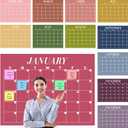 12 Pcs Extra Large Undated Calendar 40'x 27.5' Large Colorful Wall Calendar 12 Month Big Dry Ease Reusable Planning Yearly Rainbow Planner for Office Home Educational Study Back to First Day