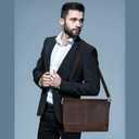 Leather Laptop Messenger Bag for Men and Women - Briefcase Crossbody Office