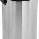 Amazon Basics Round Stainless Steel Trash Can with Swing Lid, Fingerprint and Smudge Resistant, 65 Litre/17.2 Gallon, Silver, Black