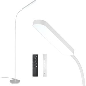 Led Floor Lamp with 4 Color Temperature and Stepless Dimmer, Remote and Touch Control Floor Lamp, Adjustable Gooseneck Standing Lamp for Living Room (Gravel White)