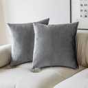 Demetex Velvet 26x26 Pillow Covers Luxury Decorative Velvet Throw Pillow Covers Large Soft Plush Euro Shams for Sofa Couch Bedroom Chair, Set of 2, 12 x 20 inch, Dark Grey