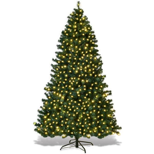 7 ft. Pre-Lit PVC Hinged Artificial Christmas Tree with 300 LED Lights