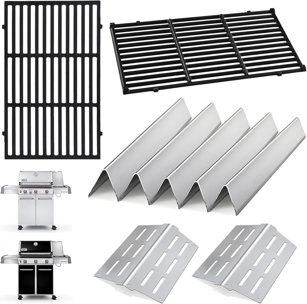 Genesis Grill Parts for Weber Genesis 300 Series (2011-2016), 17.5" Flavorizer Bars 7620, Heat Deflectors 7622 & 19.5" Grill Grate 7524 - Fit E310/E320/E330/S310/S320/S330