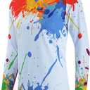 Mountain Bike Jersey Women, Ladies Dirt Bicycle Shirt for Motorcycle Motocross BMX Moto Mx Riding Workout Offroad (Colorful Paint)