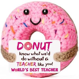 BuiltFit Teacher Appreciation Gifts for Women - Thank You Crochet Donut Teacher’s Day Retirement Graduation Gifts for Teachers Men Mentors Back to School End of Year 3 Pack