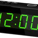 KWANWA 2-in-1 Digital Alarm Clock with Indoor Thermometer  Flip to Show Temperature, Battery Operated, Large LED Display, Adjustable Brightness, Auto Dimming, Snooze, Portable Travel Clock (Black)