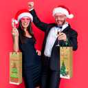 12PCS Christmas Wine Gift Bags Premium Kraft Paper Bottle Cover Wrapping Bags Bulk with Handles Gift Tags Reusable Holiday Wine Tote for Gifts Xmas Party Favours New Year Champagne Whiskey Liquor(Brown)