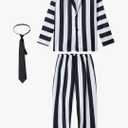 My Sky Black White Movie Costume Men Halloween Adult 3Pcs Suit Pant Necktie Cosplay Size M