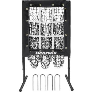 Pitching Net, 9 Hole Pitching Net with Strike Zone, Adjustable Baseball Softball Pitcher Training Equipment with Throwing Pitching Target