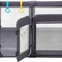 Baby Playpen,Large Playpen for Babies and Toddlers,Baby Play Pen Play Yard with Door, Sturdy Baby Fence with Safety Gate,Baby Play Yard with Soft Breathable Mesh,79”x59”Baby Gate Playpen(Grey)