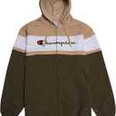 Champion Mens Big and Tall Full Zip Hoodie Classic Embroidered Logo (X-Large Tall, Heather Grey/Black/White)