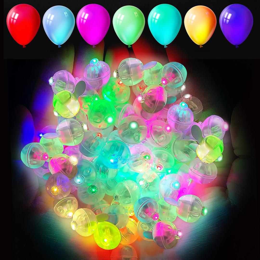 Aogist 50pcs Multicolor Balloon Lights,Long Standby Time Waterproof Twinkle Mini Light,Battery Powered,Round LED Ball Lamp for Latex Balloon Easter Eggs Wedding Christmas Halloween Party Decorative