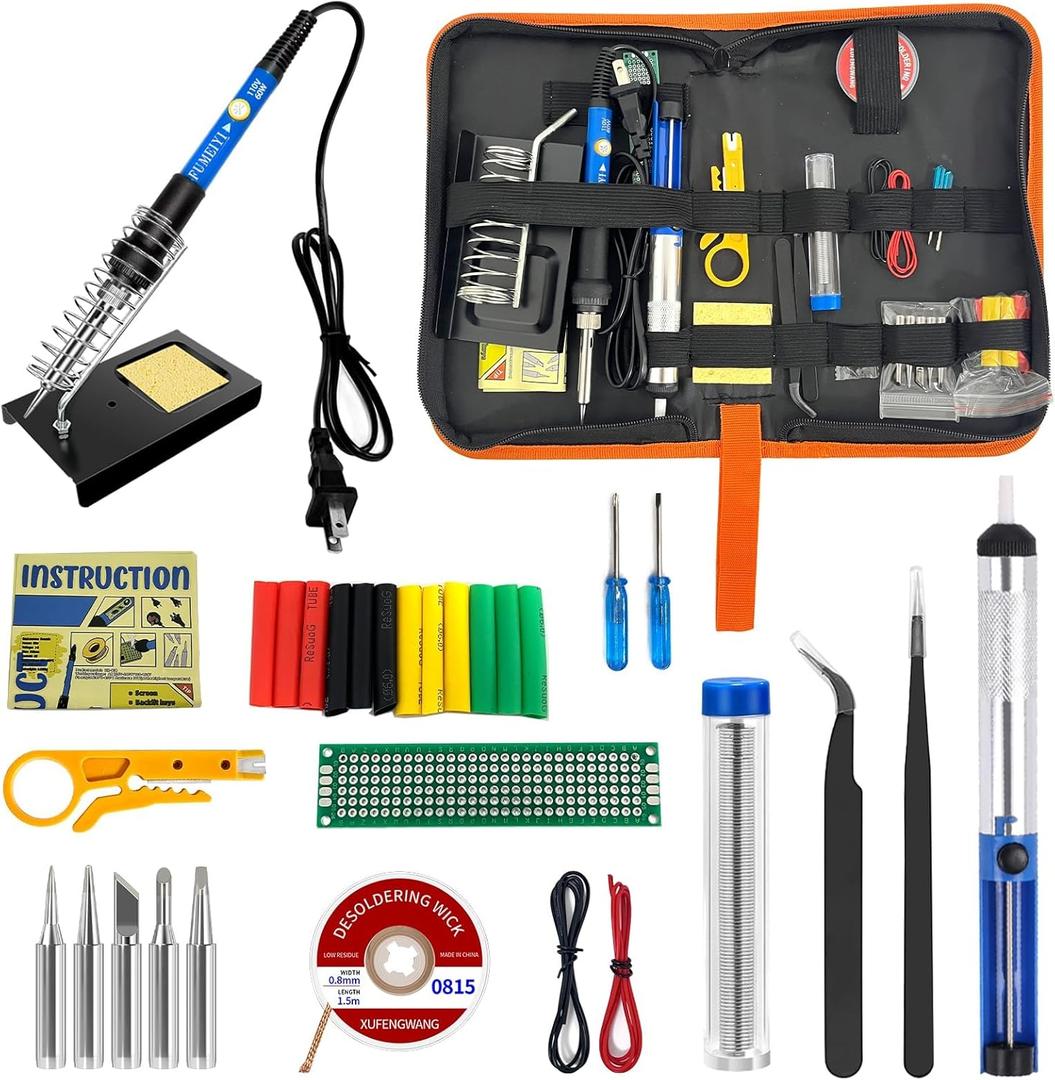 Soldering Iron Kit, 21-in-1 with Adjustable Temperature, 5 Soldering Tips, 60W Soldering Iron, Solder Wire, Desoldering Pump, Stand - A Welding for Electronic Hobbyist DIY with 110V US Plug Soldering Iron Kit, 21-in-1 with Adjustable Temperature, 5 Soldering Tips, 60W Soldering Iron, Solder Wire, Desoldering Pump, Stand - A Welding for Electronic Hobbyist DIY with 110V US Plug