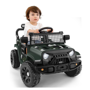 ELEMARA Ride On Car, Bluetooth Ride on Toys for Toddlers, 12V Kids Battery Powered Vehicles w/Remote, 3.5 mph Motorized Off-Road Truck, Electric Car for Kids w/3 Speeds,LED Lights- Green, Small