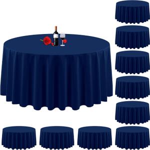 10 Pack Navy Blue Tablecloth Round Tablecloth 120 Inch Round Tablecloth Washable Polyester Fabric Bulk Linen Tablecloths Round Table Cover Table Cloths for Parties Wedding Banquet Buffet Dinning