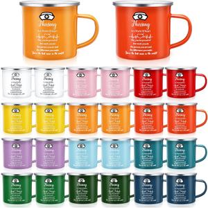 SiliFine 24 Pcs Nurse Appreciation Gifts 2026 Nurse Appreciation Cup Bulk 12 oz Enamel Nursing Coffee Mugs with Handle for Nurse's Day Women Doctor Assistant Graduation Rn Thank You Week Gift