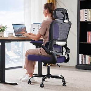 TRALT Office Chair Ergonomic Desk Chair, 330 LBS Home Mesh Office Desk Chairs with Wheels, Comfortable Gaming Chair, High Back Office Chair for Long Hours (Violet)