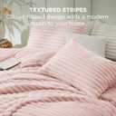 Bedsure King Comforter - GentleSoft 3 Pieces Double-Side Fleece Fluffy Pink Comforter Set, Cozy Striped Room Decor Aesthetic, Luxury King Size Bedding with 2 Pillowcases, 104x90 Inches