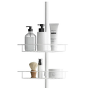 Zenna Home Tension Pole Shower Caddy, Adjustable Corner Shower Storage System with 2 Baskets and Built in Towel Bar, Rust-Resistant Bathroom Organization Solution, White 