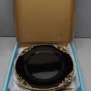 MAONAME Black Charger Plates with Gold Rim, Round Antique Plate Chargers for Dinner Plates, 13" Plastic Charger for Wedding Table Setting, Set of 6
