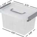 3 L Small Clear Storage Latch Box, 6 Pack Plastic Stackable Organizer Containers with Lids