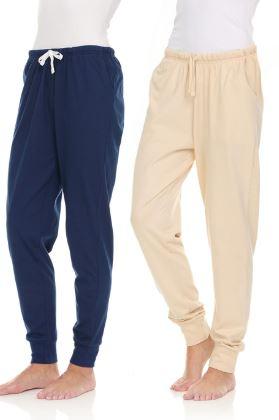 2 Pack: Womens Cotton Joggers - 100% Cotton Lounge Athletic Casual Sleep Casual Pajama PJ Pants Sweatpants L