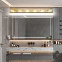 SineRise LED Modern Bathroom Vanity Light Fixtures (6-Light, 48-Inch), Matte Gold Modern Acrylic Bathroom Wall Lighting Fixtures Over Mirror (Cool White 6000K)
