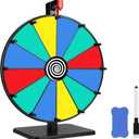 12 Inch 12 Slots Prize Wheel Tabletop Fortune Spin with Dry Erase Marker and Eraser for Engaging Home Parties, Trade Show, Carnival Events (12'' 12slots)