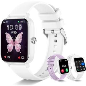 Smart Watch for Women with Bluetooth Call/Read Messages, 1.83" Activity Trackers with 100+ Sports Modes, Step Counter, Heart Rate Monitor, Sleep Tracker, Smartwatch Compatible Android iOS, White (WIHTE)